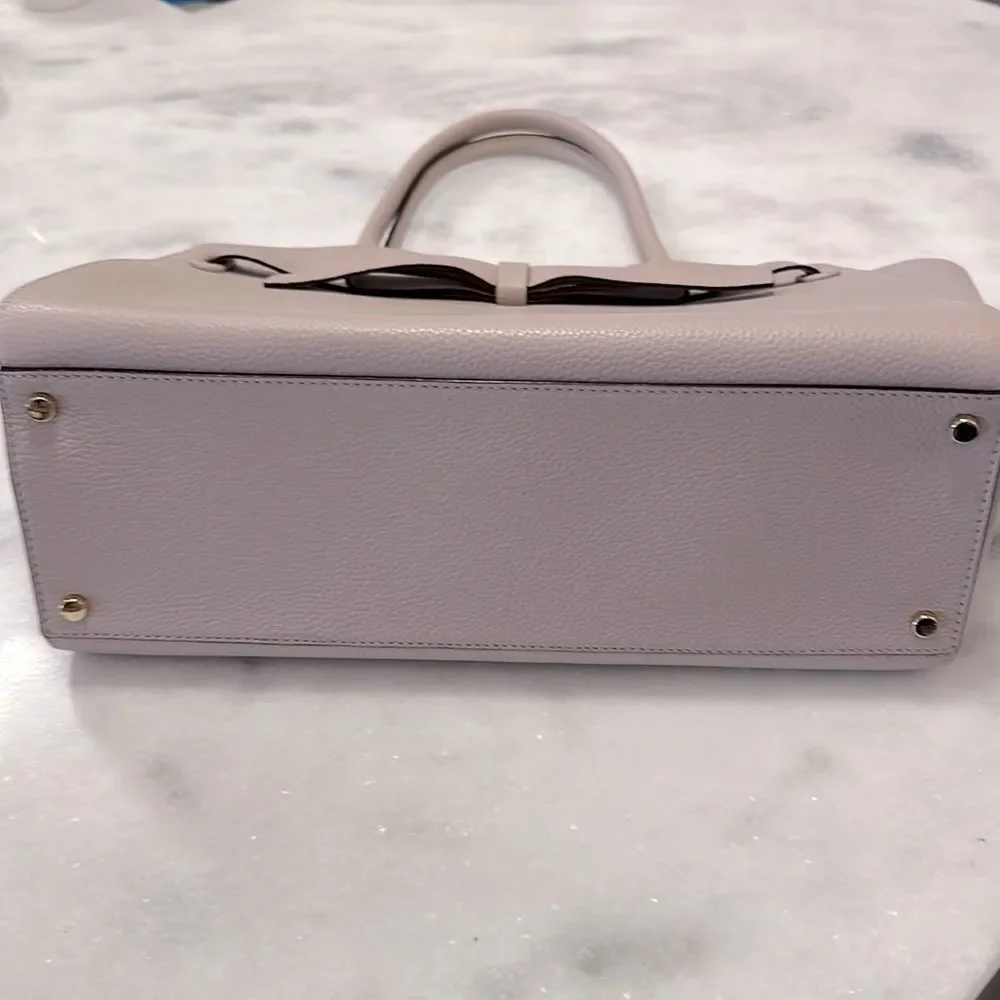 Kate Spade Mauve Pink Leather Satchel Handbag or Purse with Bow